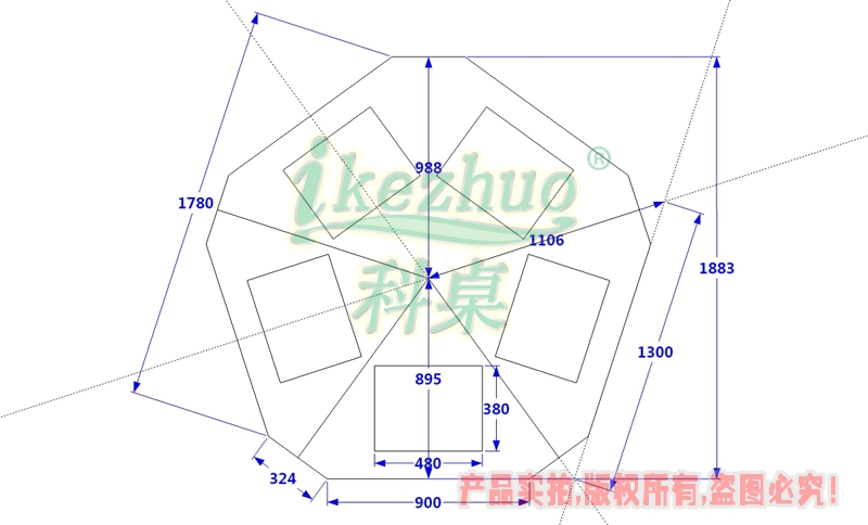 科桌家具,五邊形翻轉(zhuǎn)電腦桌009.jpg